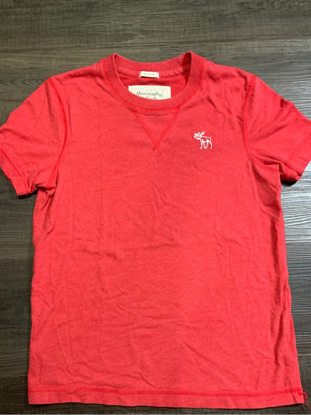 Abercrombie & Fitch Red Short-Sleeve Logo Tee